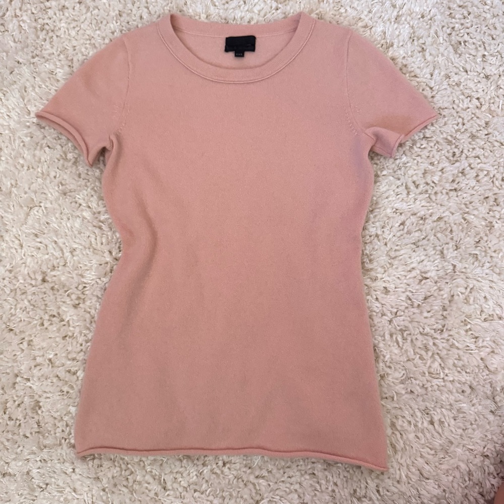 J. Crew 100% italian cashmere pink short sleeve sweater